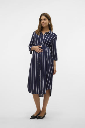 zwangerschaps- en voedings blousejurk donkerblauw