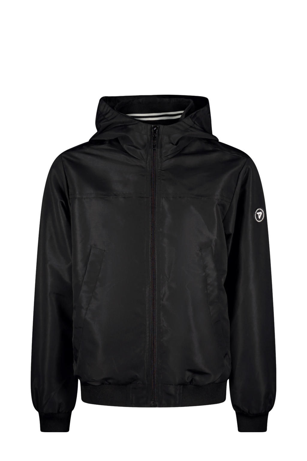Zwarte jongens TYGO & vito NextGen jack van polyester met effen, lange mouwen, capuchon en ritssluiting