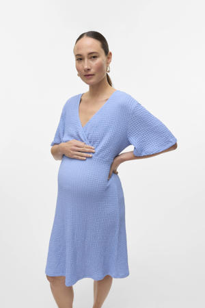 zwangerschaps- en voedings korte jurk lichtblauw