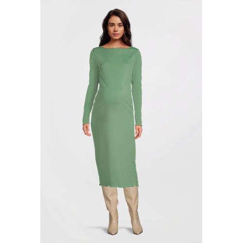 MAMALICIOUS zwangerschaps midi jurk groen Dames Polyester Ronde hals Effen - maat L afbeelding