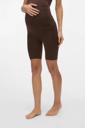 slim high waist zwangerschaps biker short donkerbruin