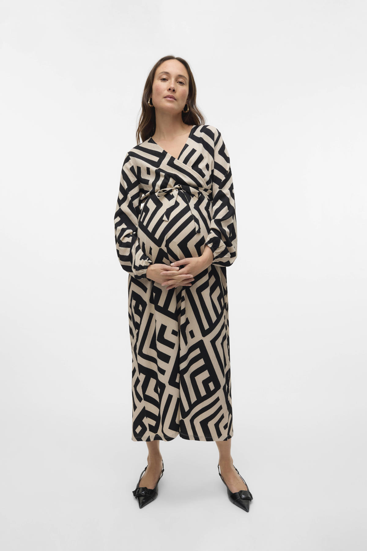VERO MODA MATERNITY zwangerschaps midi jurk zwart