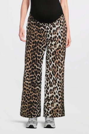 wide leg regular waist zwangerschaps casual broek bruin
