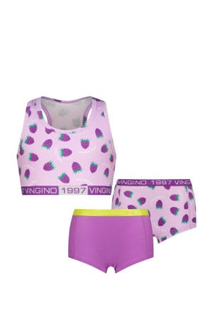 bh top + 2 shorts lila/paars