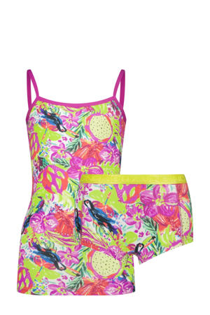   singlet + short roze/multicolor