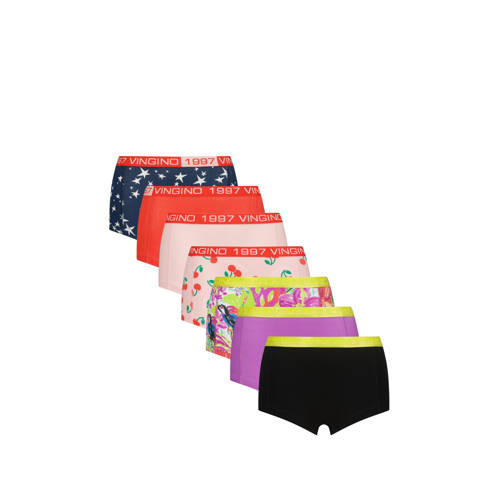 Vingino short - set van 7 roze/multicolor Slip Meisjes Stretchkatoen All over print