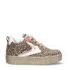 Braqeez Puk Paris leren sneakers met panterprint beige