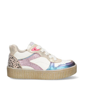 Peggy Paris  leren sneakers wit/lila