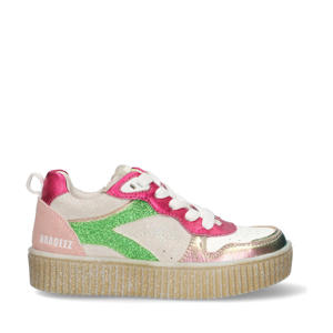 Peggy Paris  leren sneakers roze/groen