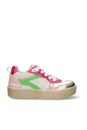 Peggy Paris leren sneakers roze/groen
