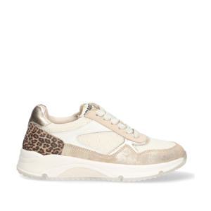   leren sneakers ecru/goud