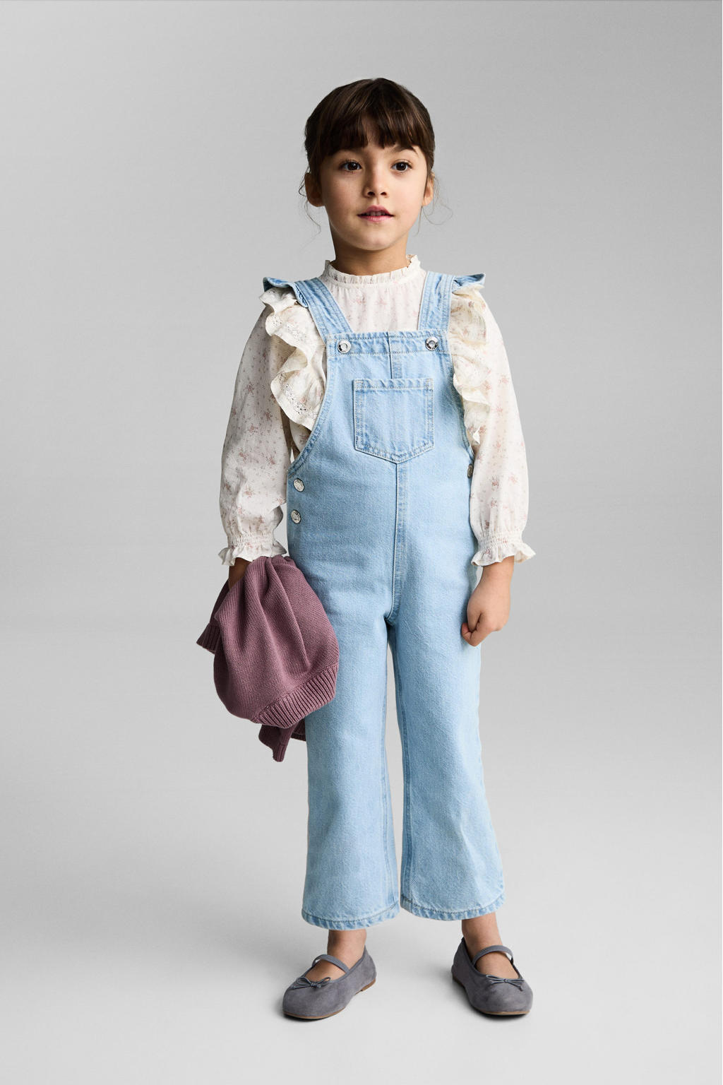Mango Kids tuinbroek light blue denim