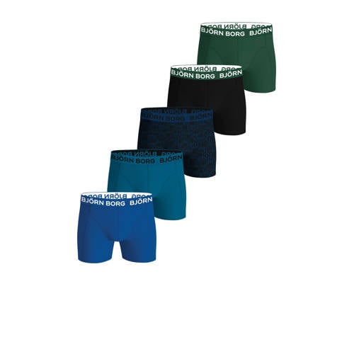Björn Borg boxershort - set van 5 blauw/zwart/groen Jongens Stretchkatoen