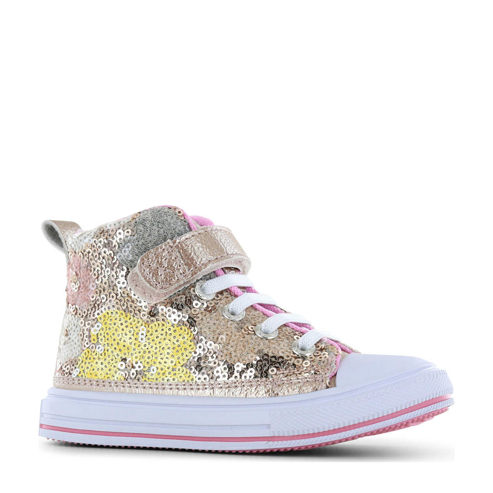 Gouden meisjes Go Banana's sneakers met pailletten met elastische veter- met klittenbandsluiting