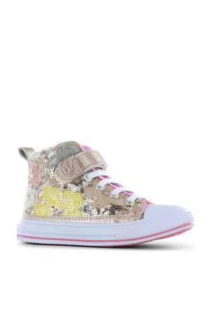   sneakers met pailletten goud