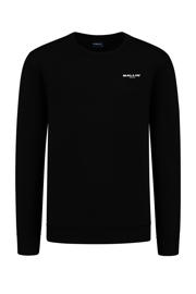 thumbnail: Zwarte jongens Ballin sweater van katoen met effen, lange mouwen, ronde hals en geribde boorden
