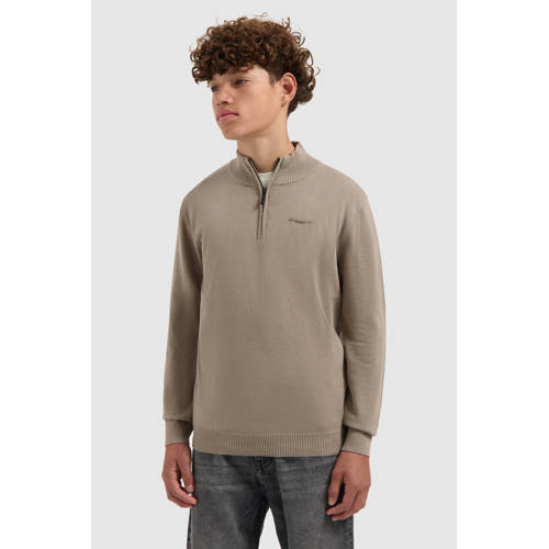 Ballin trui beige fijn gebreid Jongens Katoen Schipperskraag Effen