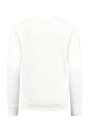 thumbnail: Witte jongens Ballin sweater van katoen met effen, lange mouwen, ronde hals en geribde boorden