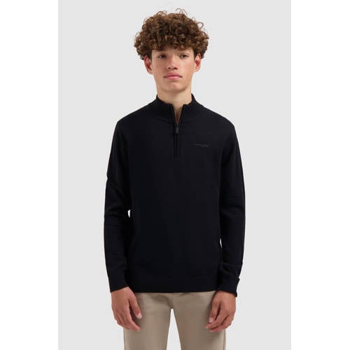 Ballin trui zwart fijn gebreid Jongens Katoen Schipperskraag Effen