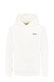 thumbnail: Witte jongens Ballin sweater van katoen met effen, lange mouwen, capuchon en geribde boorden