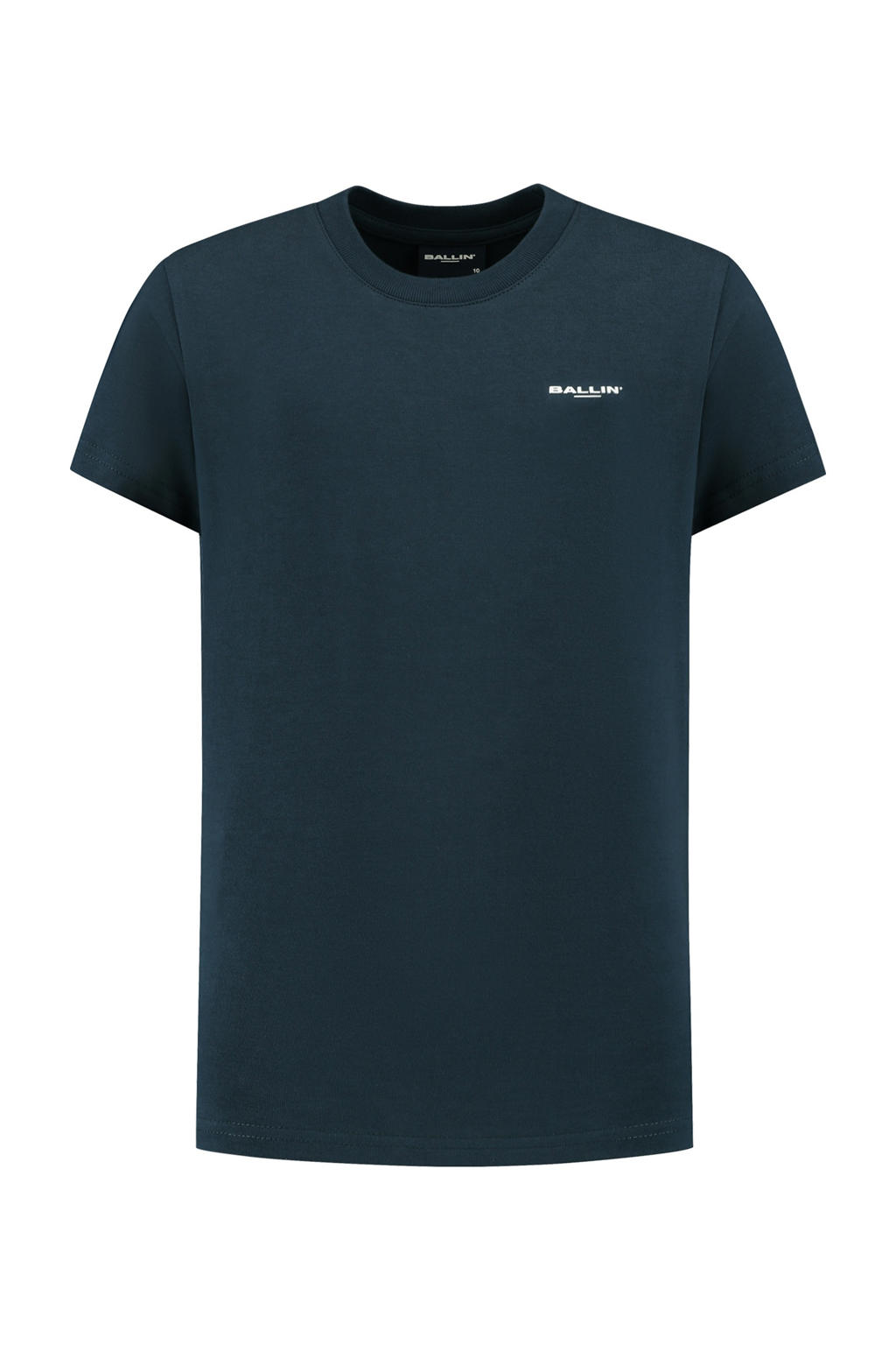 Blauwe jongens Ballin T-shirt van katoen met logo dessin, korte mouwen en ronde hals