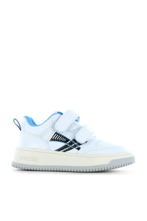   leren sneakers wit/blauw