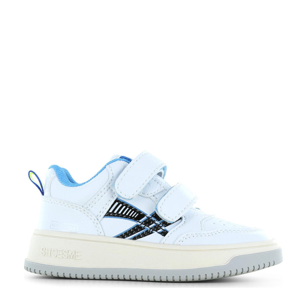 Wit en blauwe jongens Shoesme leren sneakers met klittenband