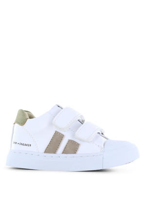   leren sneakers wit/taupe