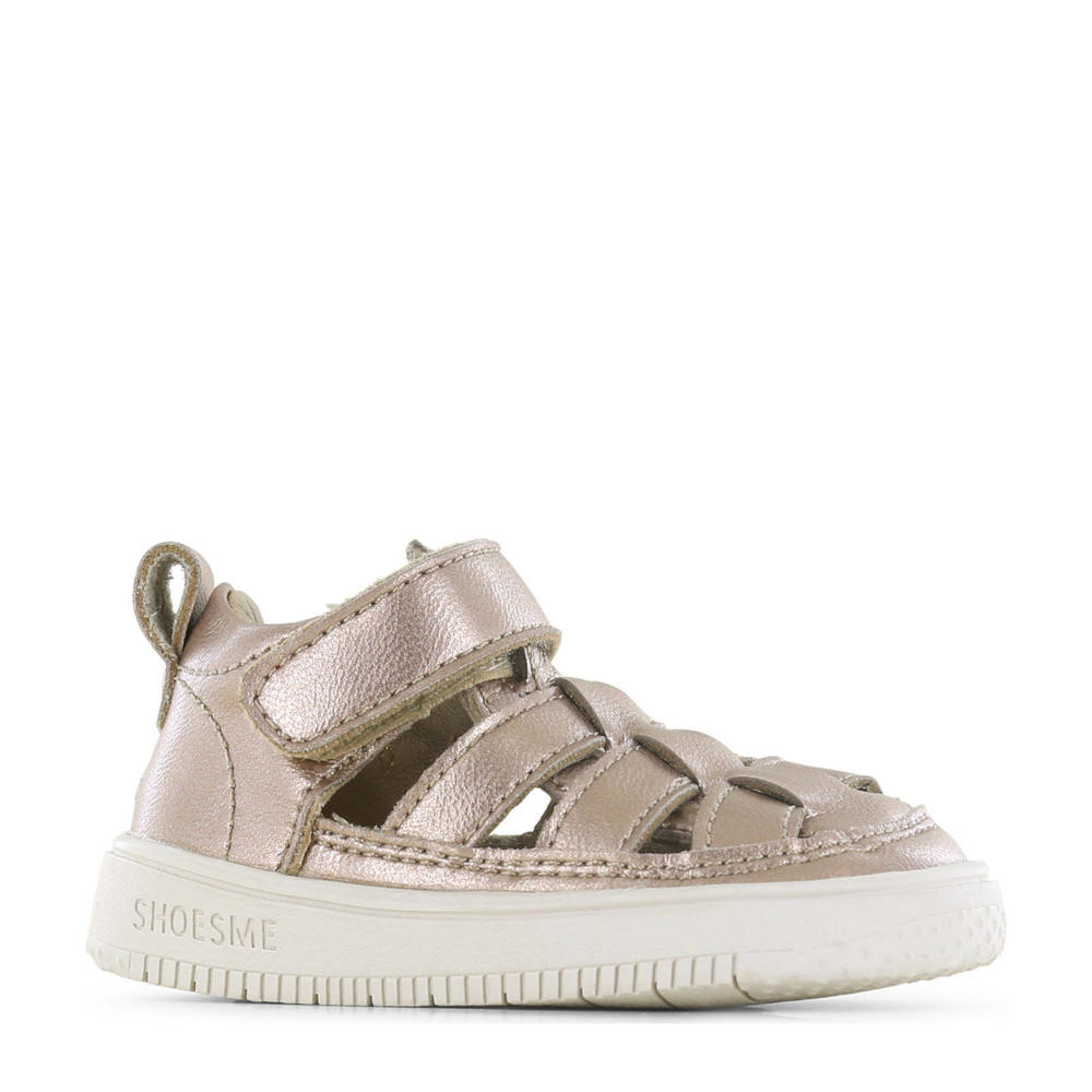 Gouden meisjes Shoesme leren sandalen rosé met klittenband
