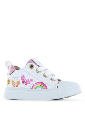   leren sneakers wit/roze