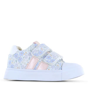   gebloemde leren sneakers blauw/roze