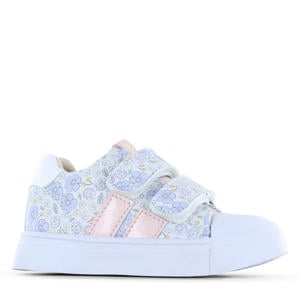 gebloemde leren sneakers blauw/roze