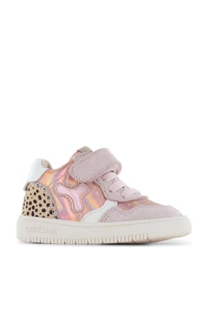 leren sneakers roze metallic