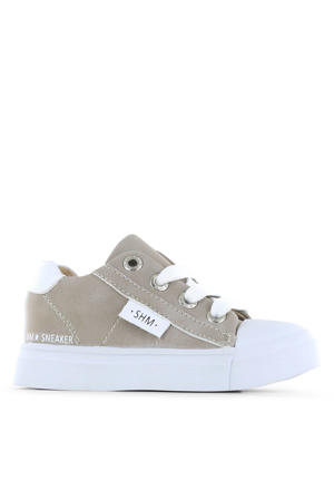   leren sneakers beige