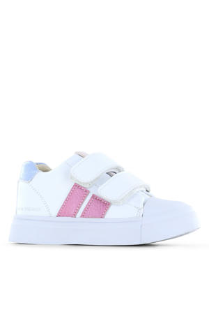   leren sneakers wit/roze/blauw