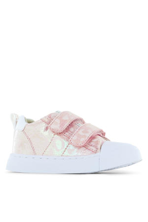   leren sneakers roze metallic