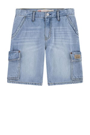 relaxed cargo short light blue denim