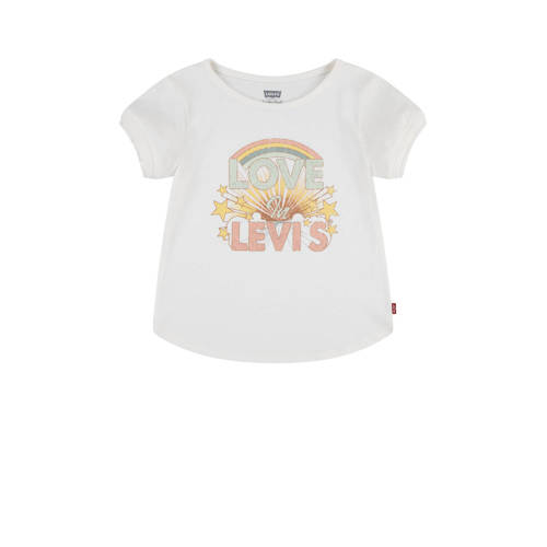 Levi's Kids T-shirt wit Meisjes Katoen Ronde hals Tekst