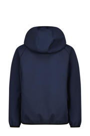 thumbnail: Donkerblauwe jongens Vingino jack van polyester met logo dessin, lange mouwen, capuchon en ritssluiting
