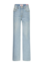 thumbnail: Light blue denim meisjes Vingino straight leg van denim met regular waist, rits- en knoopsluiting en effen