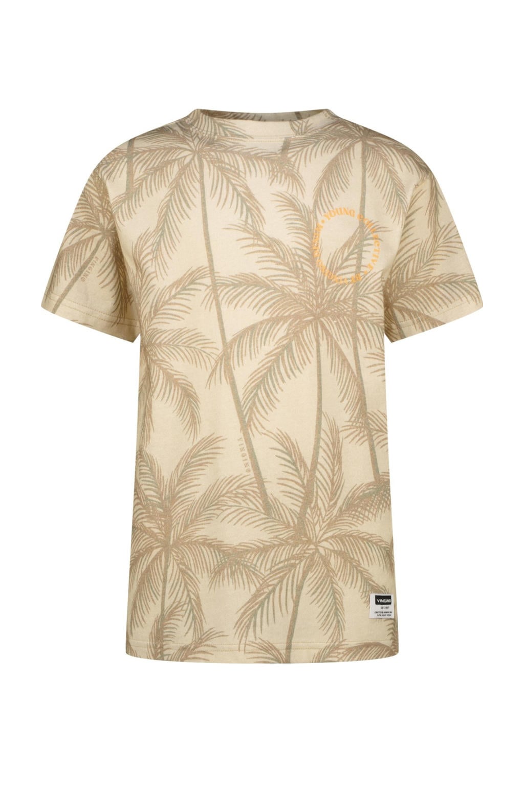 Beige jongens Vingino T-shirt van katoen met korte mouwen en ronde hals