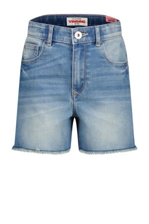 wide leg denim short medium blue denim