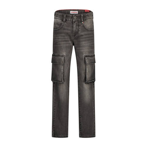 Vingino straight leg cargo jeans black denim Zwart Effen - maat 152 afbeelding