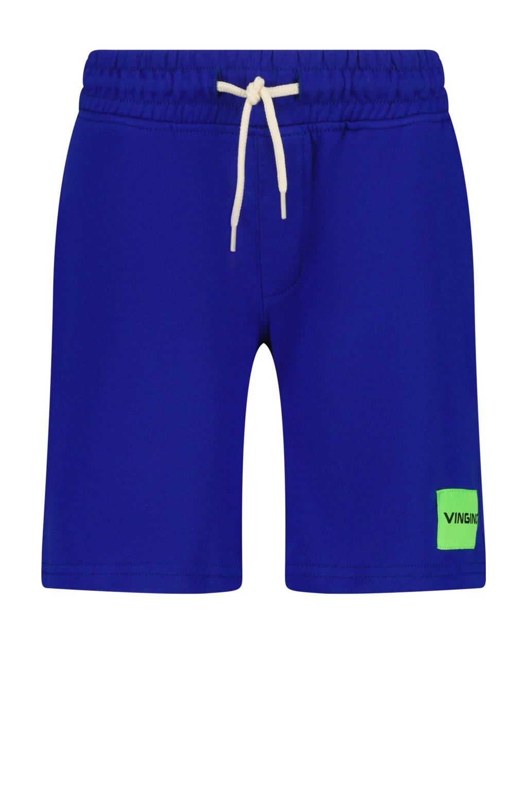 Blauwe jongens Vingino relaxed sweatshort met regular waist, elastische tailleband met koord en logo dessin