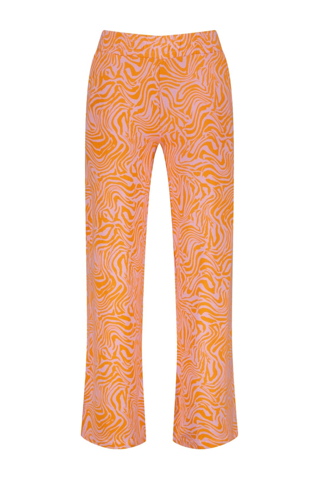 Oranje en roze meisjes Vingino loose casual broek van viscose met regular waist en elastische tailleband
