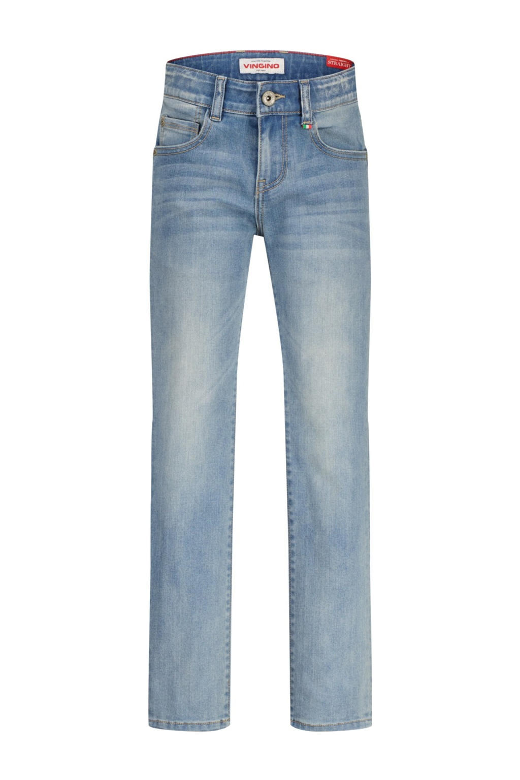 Light blue denim jongens Vingino van denim met straight fit, regular waist, rits- en knoopsluiting en effen