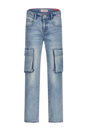 straight leg cargo jeans medium blue denim