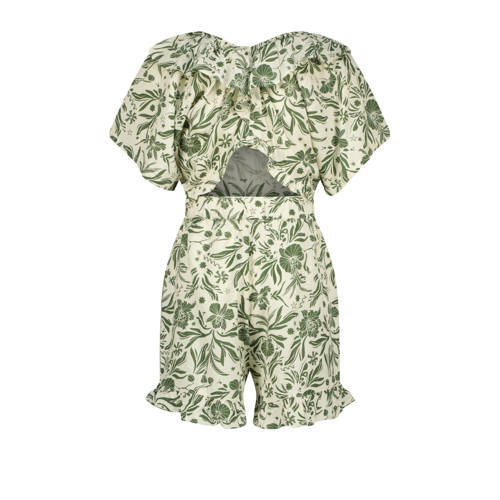 Vingino playsuit groen Meisjes Viscose Vierkante hals Bloemen