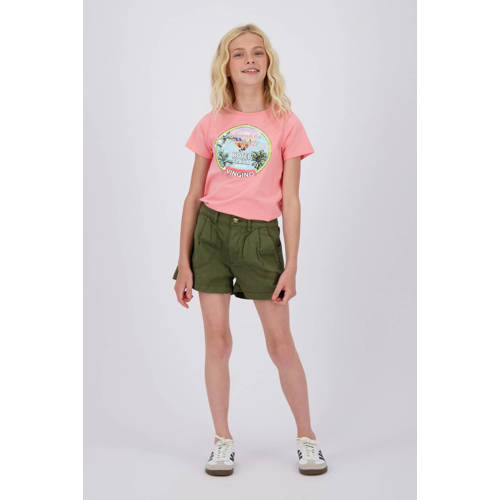 Vingino T-shirt roze Meisjes Katoen Ronde hals Printopdruk - maat 128 afbeelding