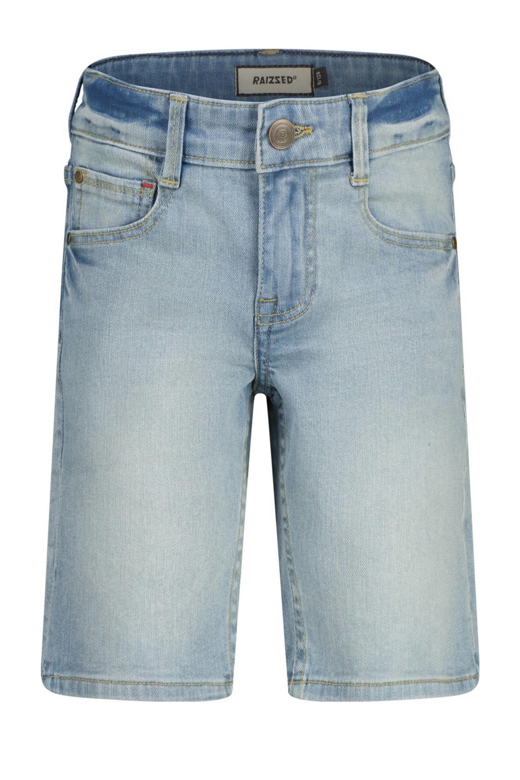 Light blue denim jongens Raizzed regular short van denim met rits- en knoopsluiting en effen